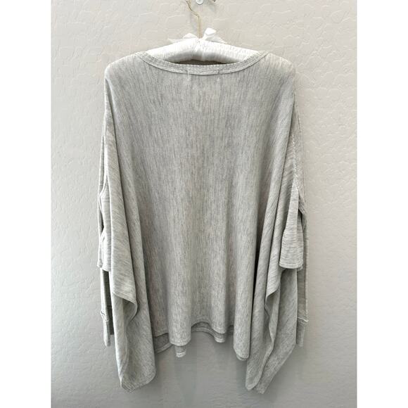 KNOX ROSE | Light Gray Oversized Long Sleeve Top Boho Drop Shoulder Tunic | S/M - Picture 6 of 8